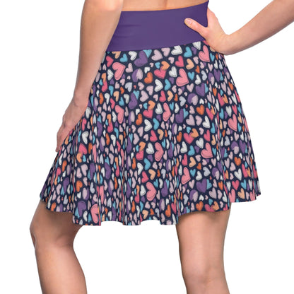 Up-Hearted Purple Rush Women's Skater Skirt (AOP)