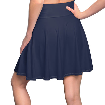 Up-Hearted Navy Blue Women's Skater Skirt (AOP)