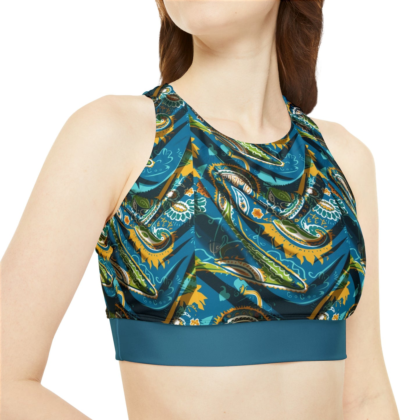 Paisley Teal Sporty Bikini Set (AOP)