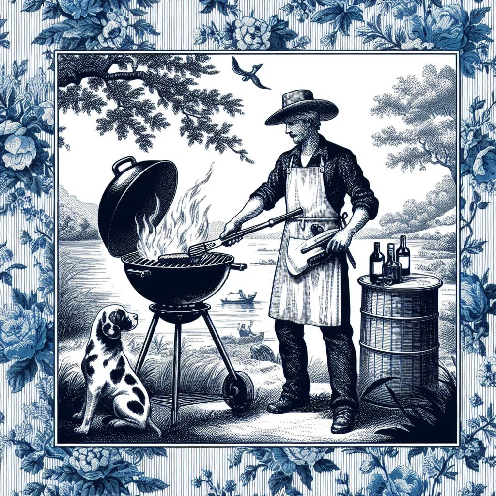 Backyard BBQ Blue Printed Necktie