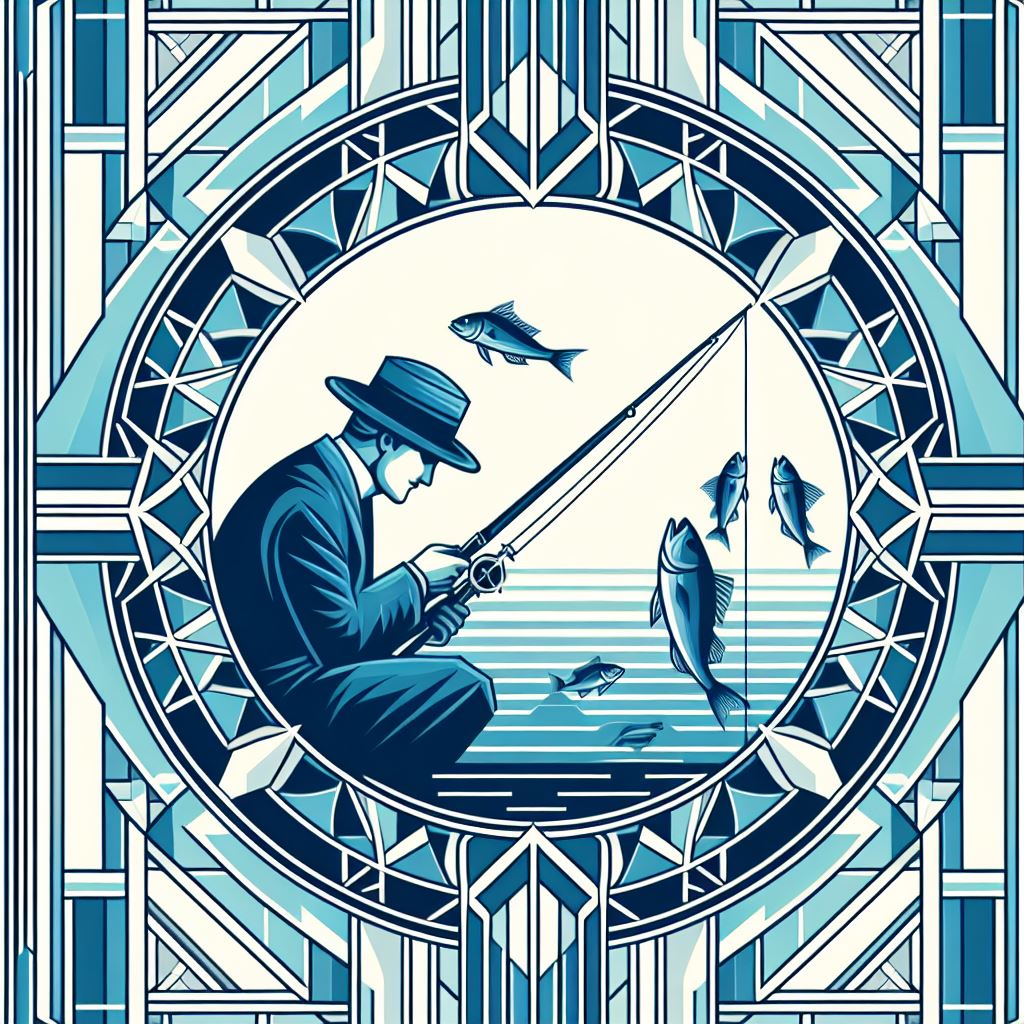 Art Deco Fisherman Printed Necktie