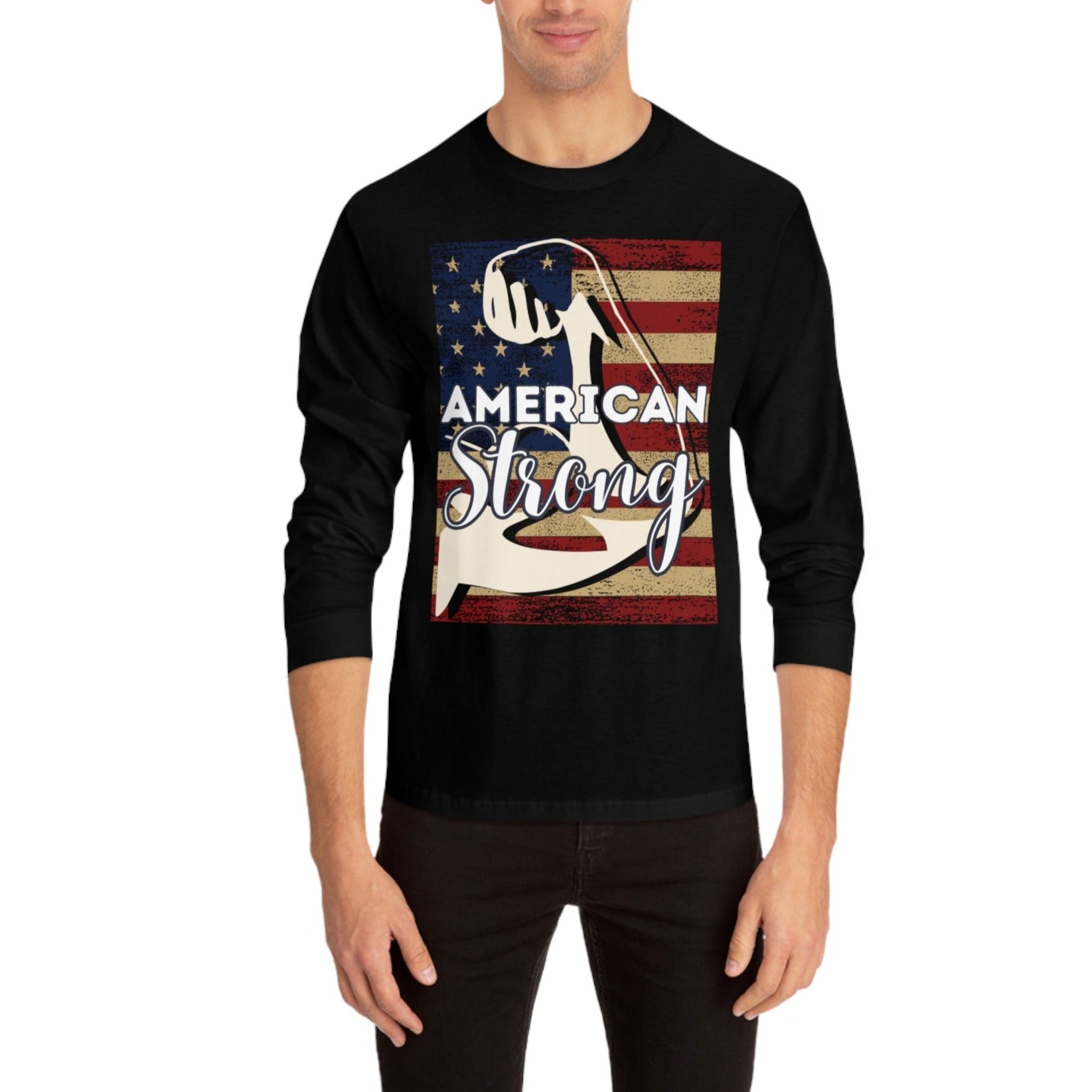 American Strong - Unisex Jersey Long Sleeve Tee - Spruced Roost