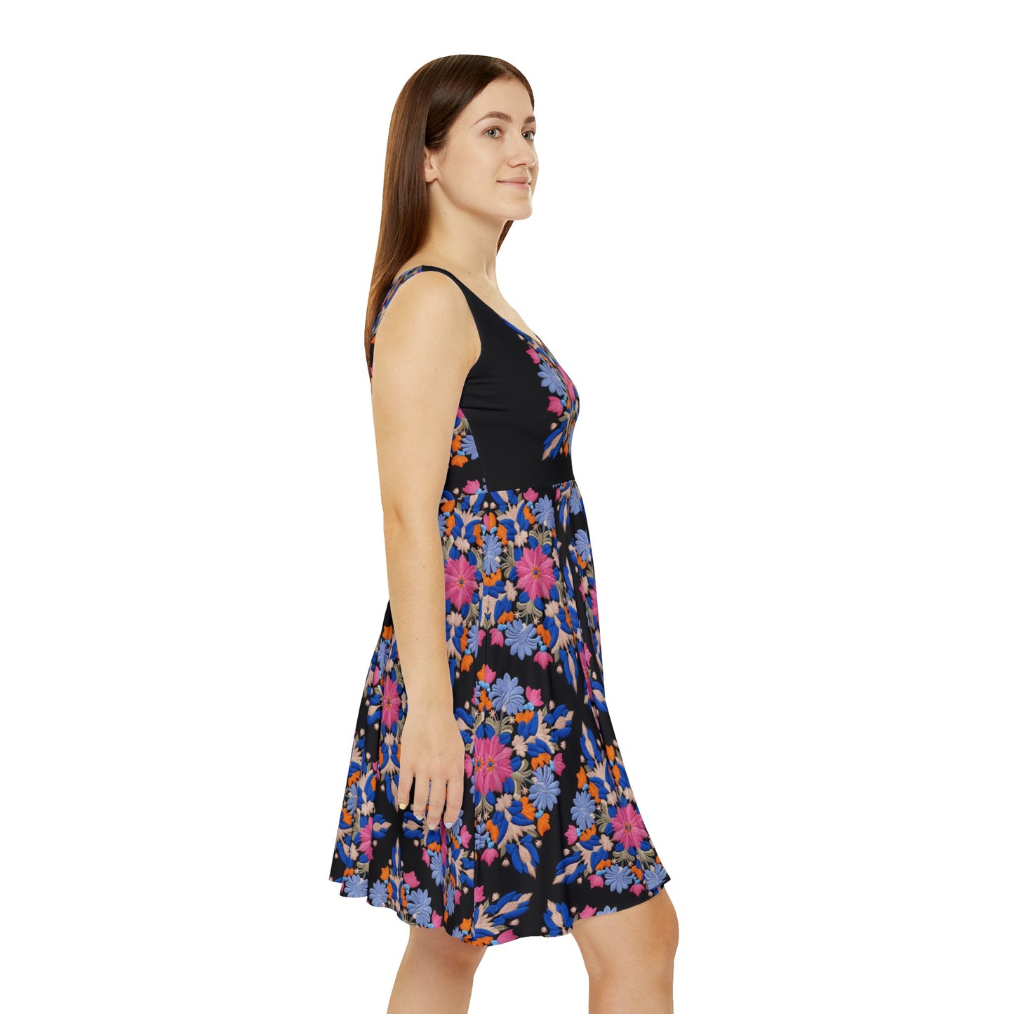 Medallion Floral Women's Skater Tank Dress (AOP)