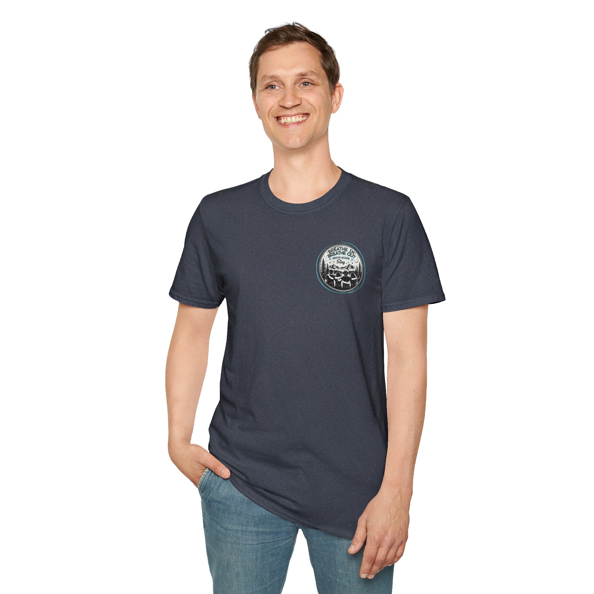 Breathe In, Breathe Out - Men's Unisex Sized Crew Graphic T-Shirt