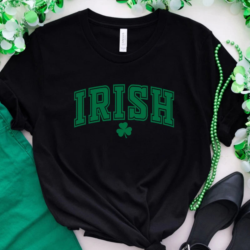 St Patrick’s Day Tees Top Irish Lucky O-neck Tee - XXS-4XL