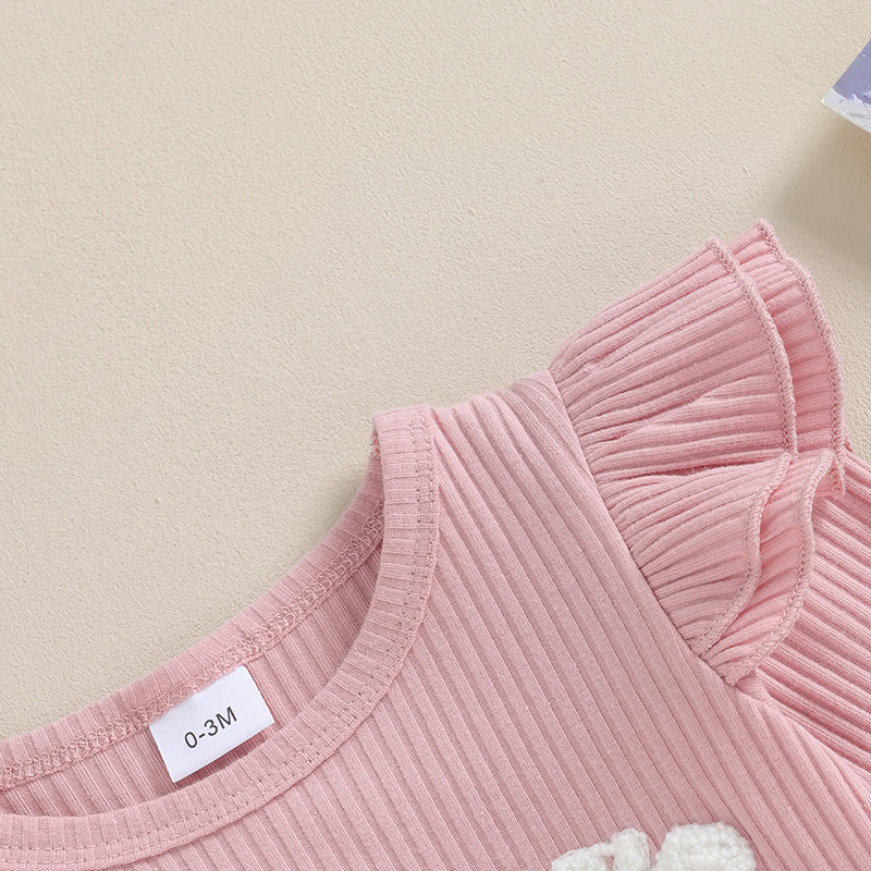 Daddy's Girl Ribbed Romper Ruffle Pants and top - NB - 18 Mo