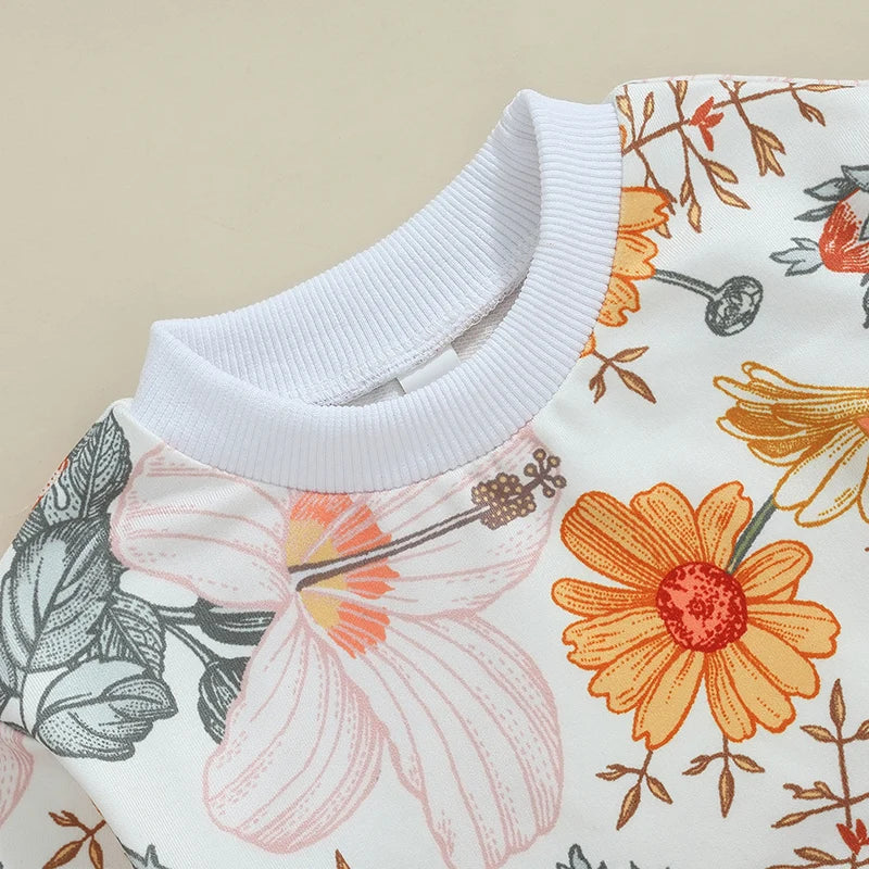 Floral Cute infant and Toddler Girls Sweat top and pant set 6mo-3T