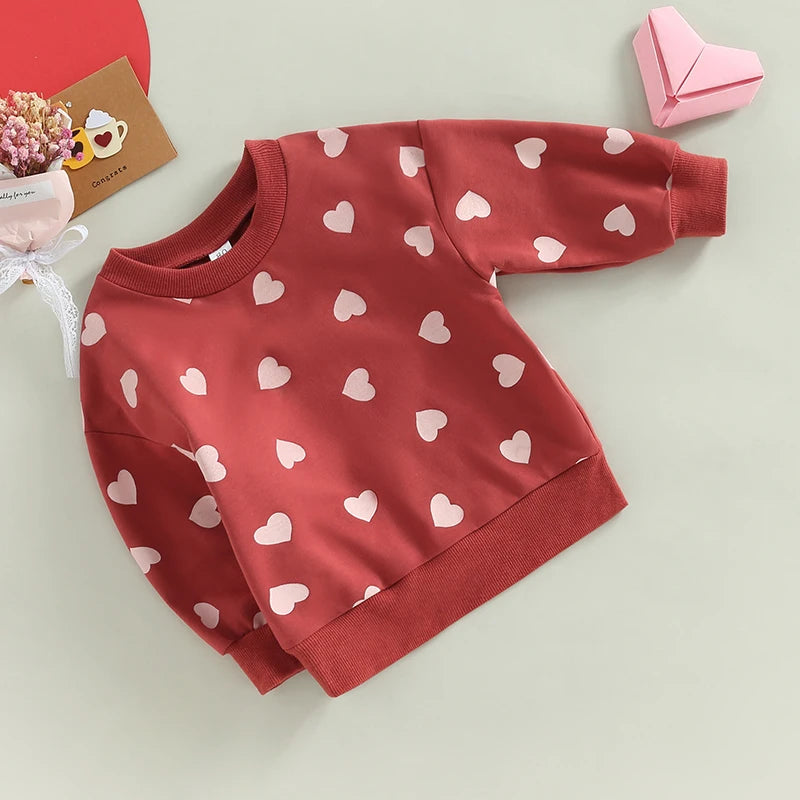 Hearts Sweatshirt Heart Print Crew - Baby-Toddler Top