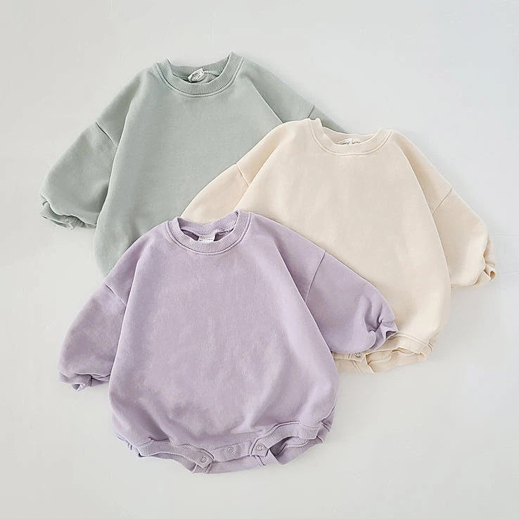 Round Neck Sweatshirt Unisex Snap Onesie - Spring Colors
