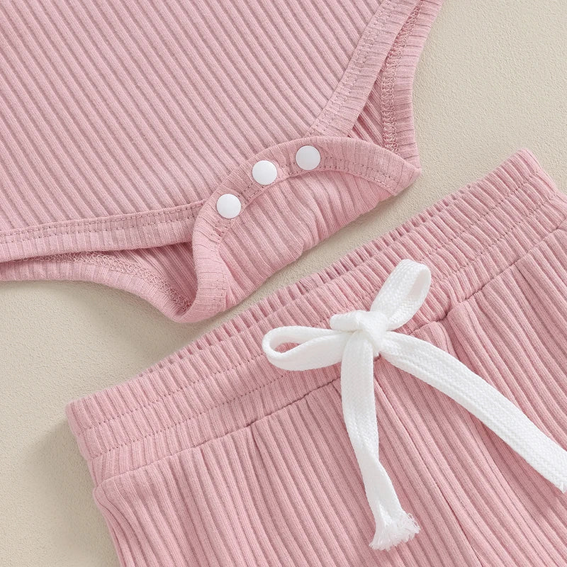 Daddy's Girl Ribbed Romper Ruffle Pants and top - NB - 18 Mo