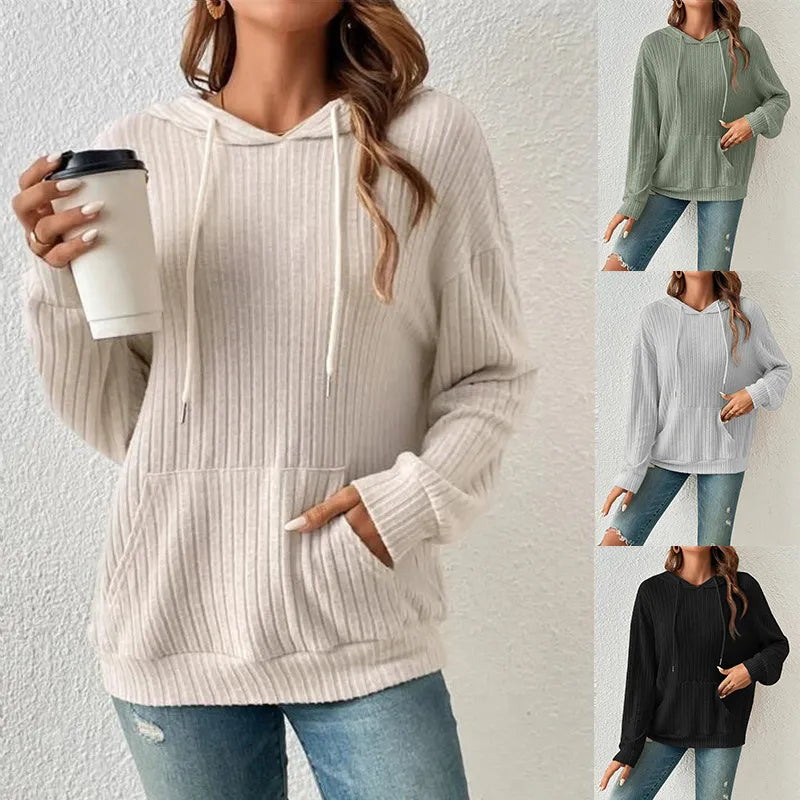 Comfy Vertical Striped Hooded Sweatshirt - 4 Colors - S-2XL