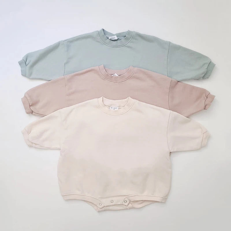Round Neck Sweatshirt Unisex Snap Onesie - Spring Colors