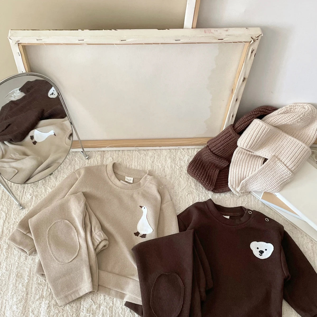 Infant Baby Boys Long Sleeve Goose & Bear 2pc Toddler Clothing