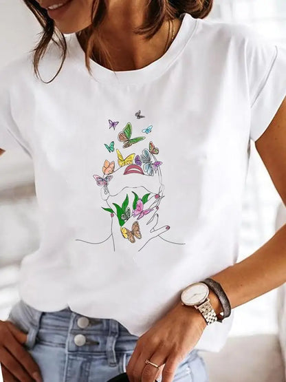 Butterfly Burst Ladies Fashion Graphic T-shirts - S-3XL