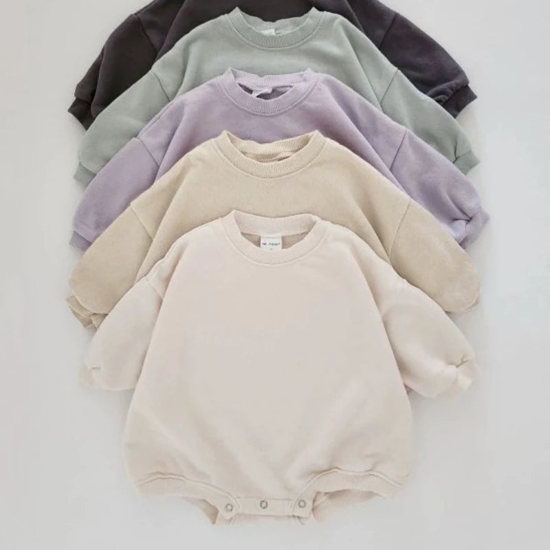 Round Neck Sweatshirt Unisex Snap Onesie - Spring Colors