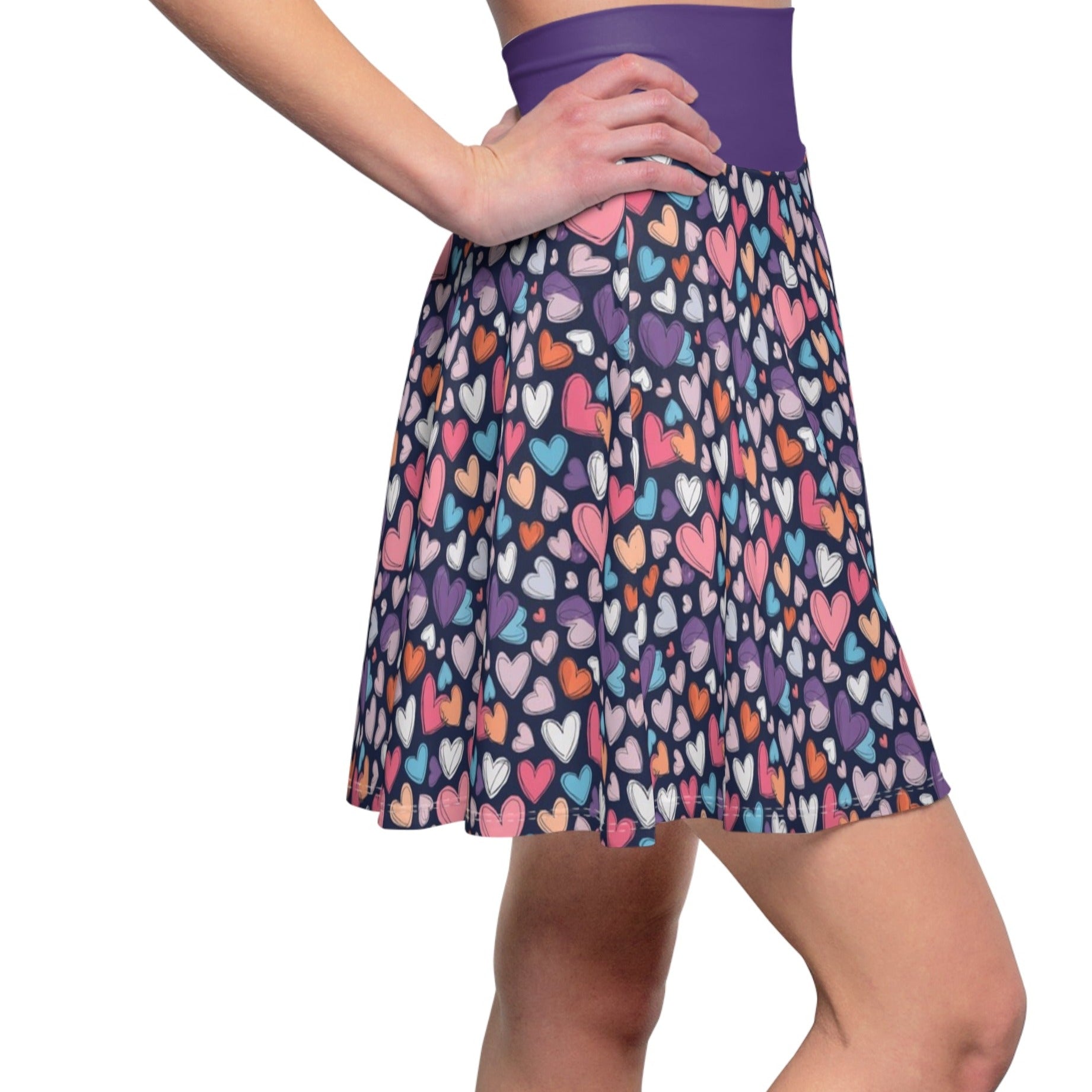 Up-Hearted Purple Rush Women's Skater Skirt (AOP)