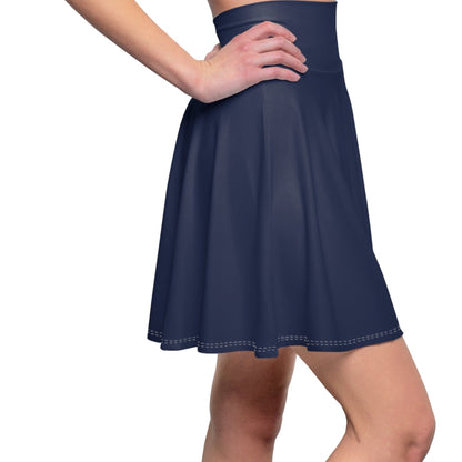 Up-Hearted Navy Blue Women's Skater Skirt (AOP)