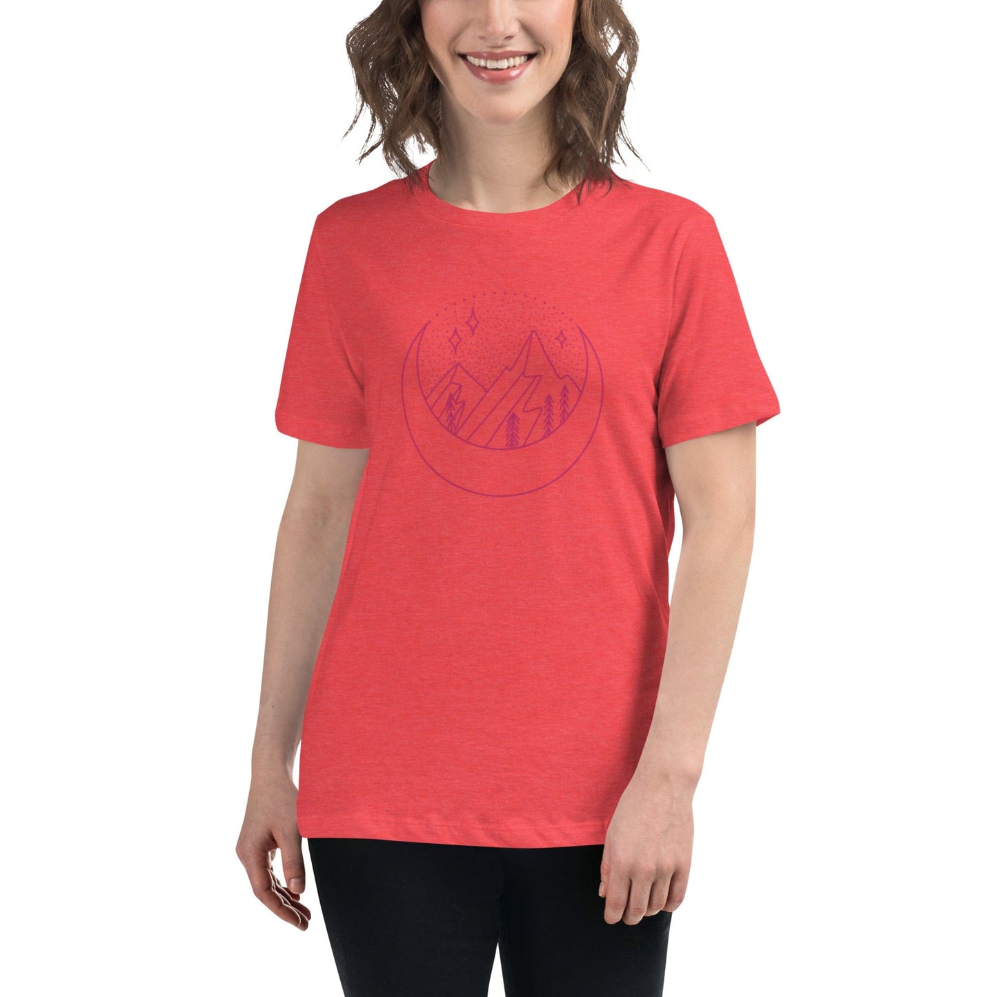 Spruced Roost Heather Red / S Adventure Awaits Crescent Colors Stars Relaxed T-Shirt - S-3XL