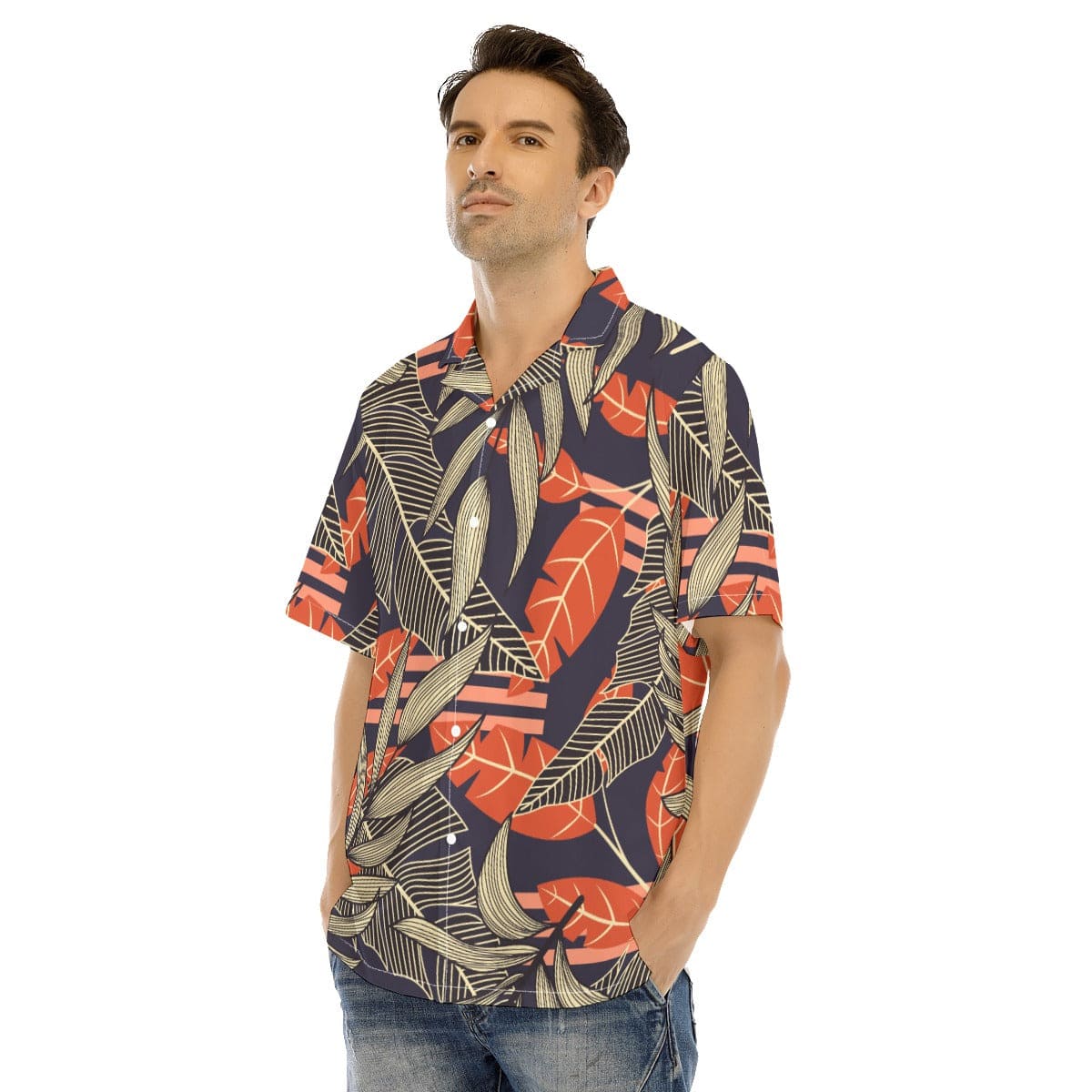 Yoycol All-Over Print Men's Hawaiian Shirt With Button Closure