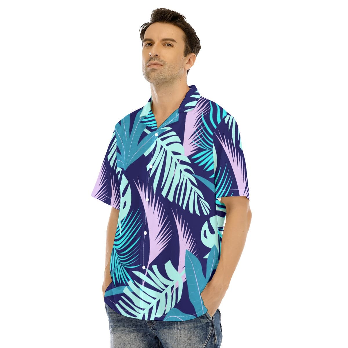 Yoycol All-Over Print Men's Hawaiian Shirt With Button Closure