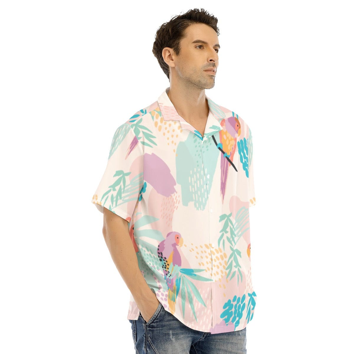 Yoycol 2XL / White All-Over Print Men's Hawaiian Shirt With Button Closure