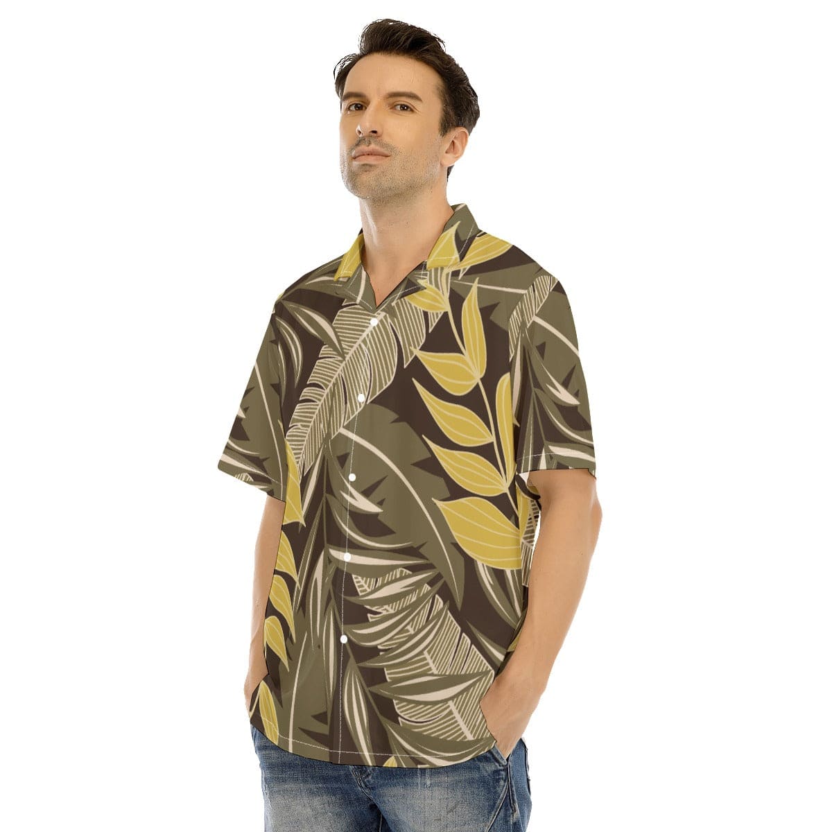 Yoycol All-Over Print Men's Hawaiian Shirt With Button Closure