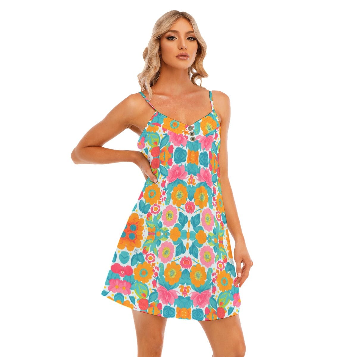 Yoycol All-Over Print Womem's V-neck Sleeveless Cami Dress