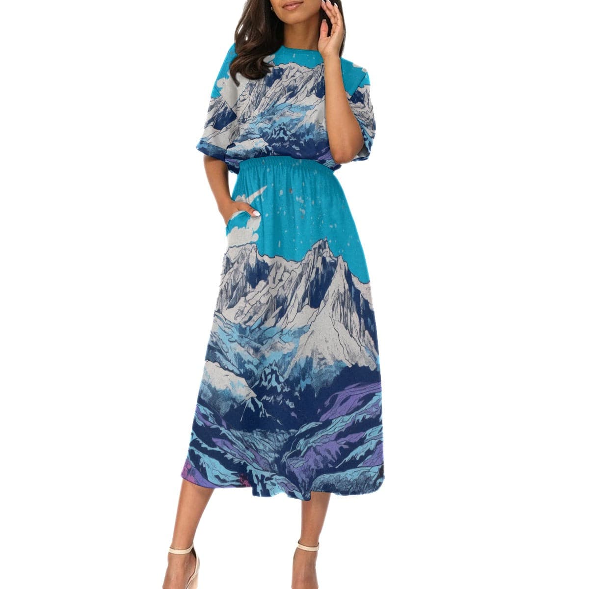 Yoycol All-Over Print Women's Elastic Waist Dress