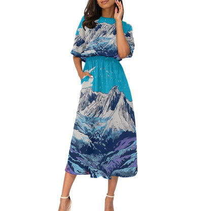 Yoycol All-Over Print Women's Elastic Waist Dress