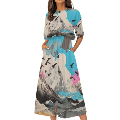 Yoycol All-Over Print Women's Elastic Waist Dress