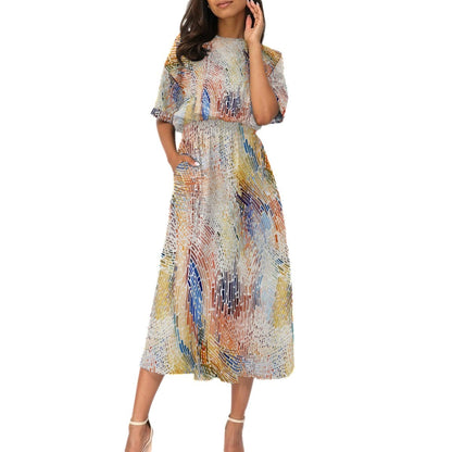 Yoycol All-Over Print Women's Elastic Waist Dress