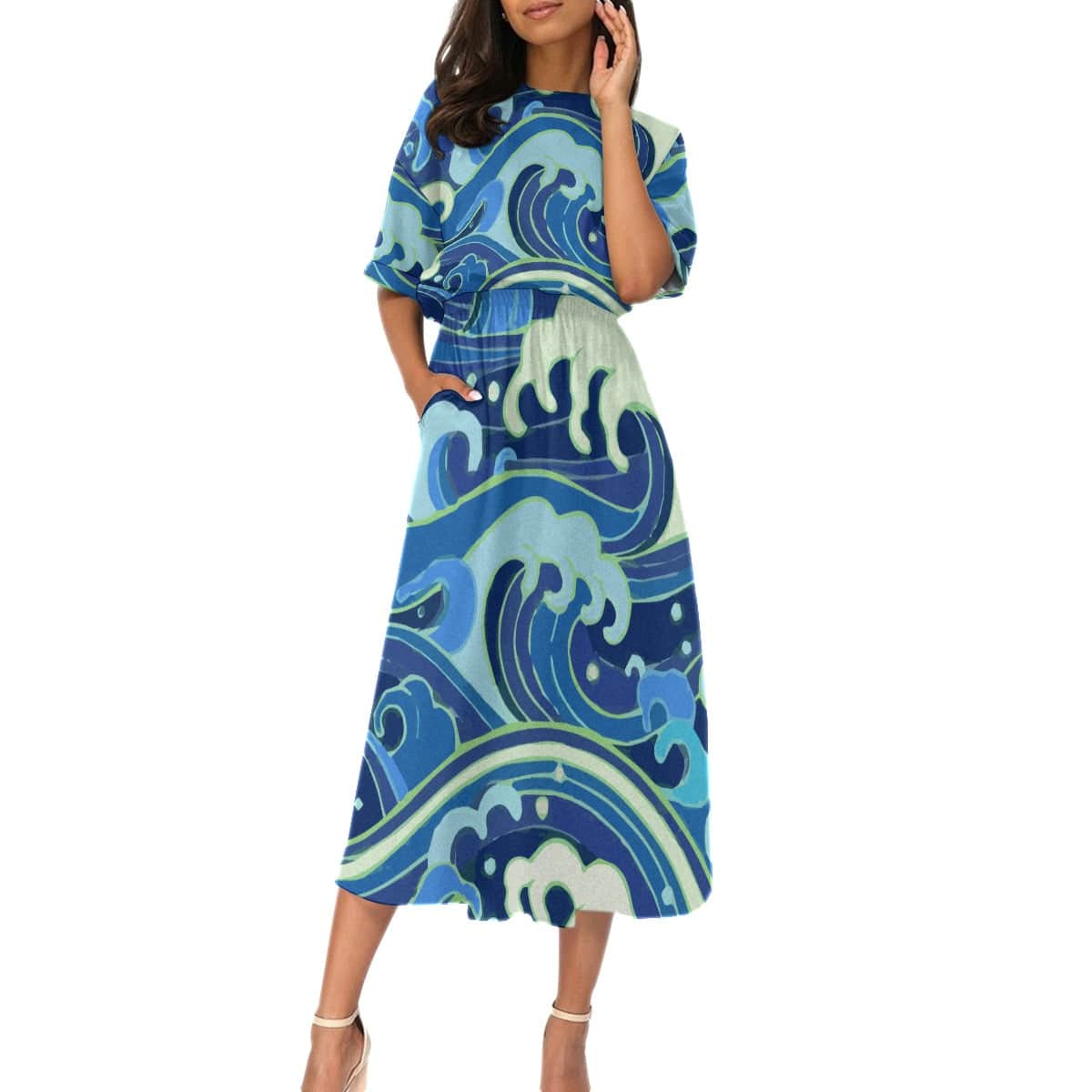 Yoycol All-Over Print Women's Elastic Waist Dress