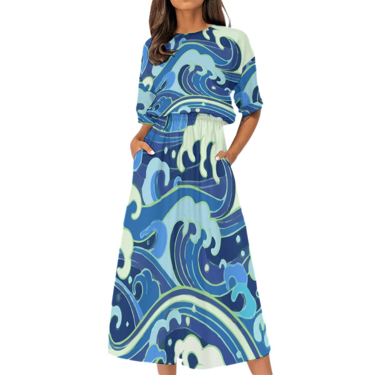 Yoycol All-Over Print Women's Elastic Waist Dress