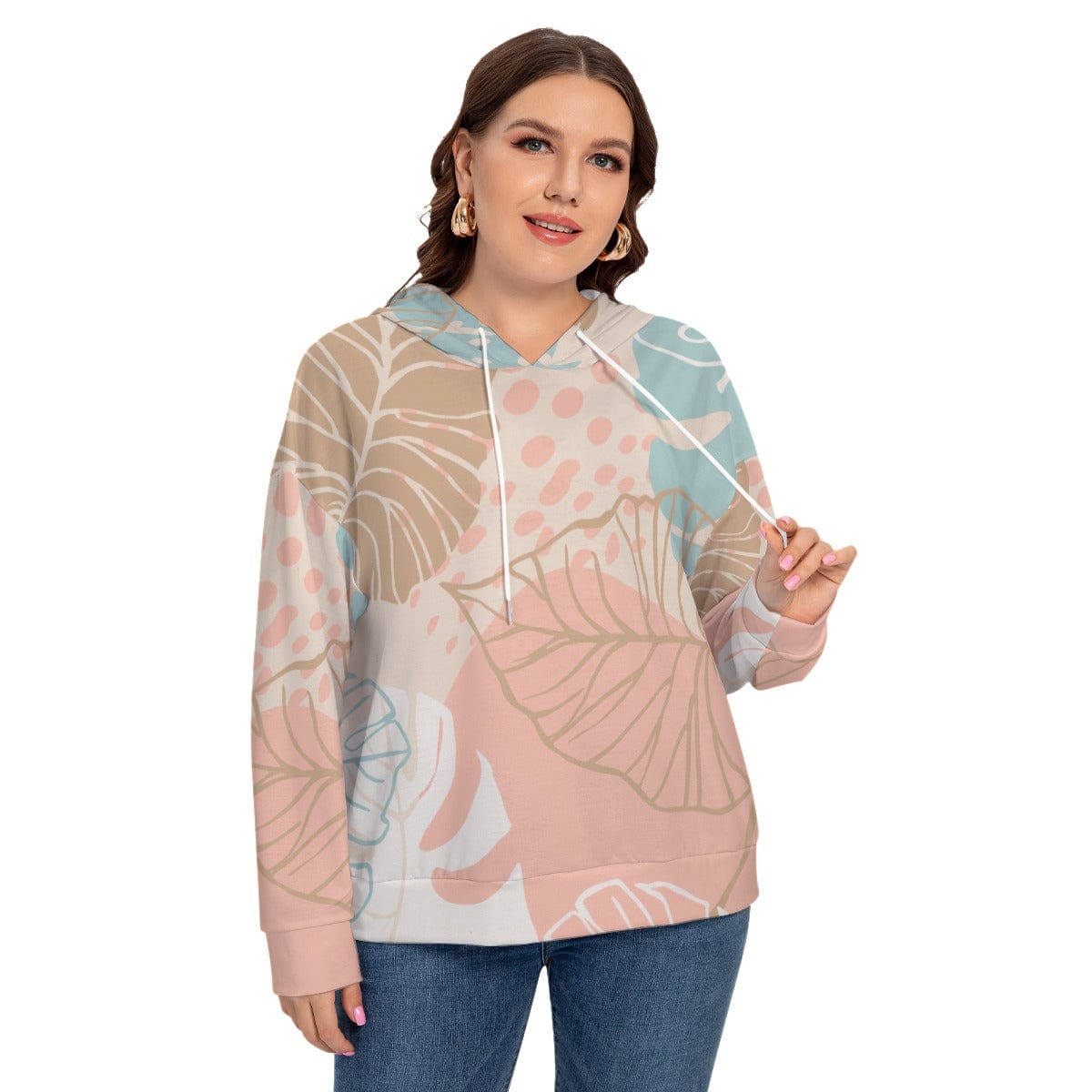 Yoycol All-Over Print Women's Long Sleeve Sweatshirt With Hood(Plus Size)