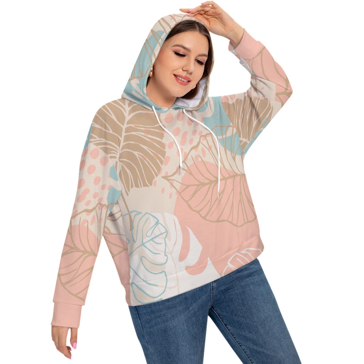 Yoycol All-Over Print Women's Long Sleeve Sweatshirt With Hood(Plus Size)