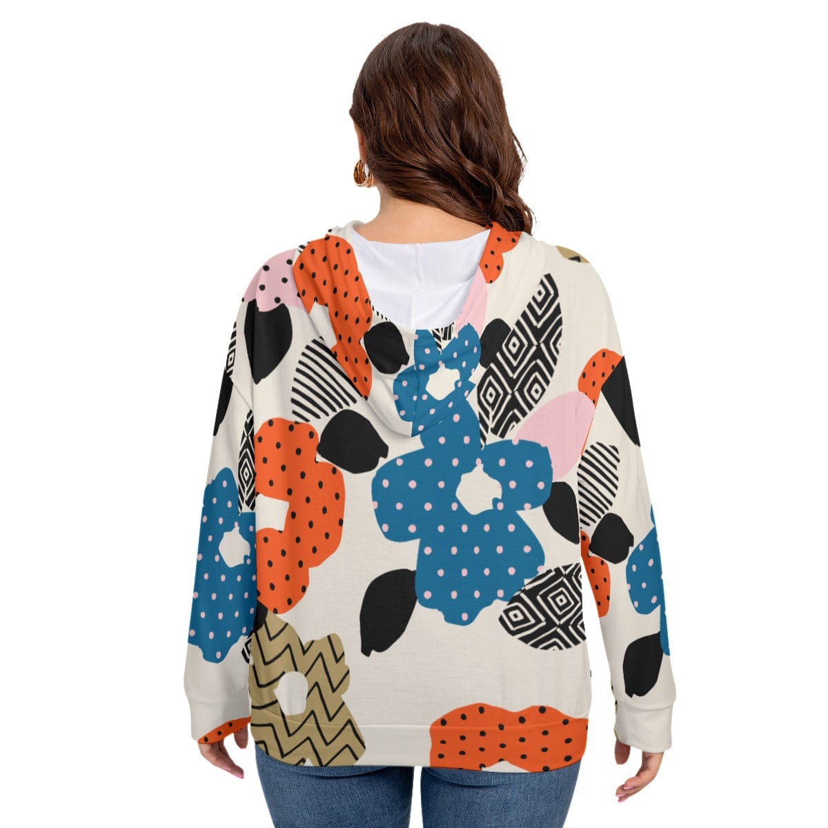 Yoycol All-Over Print Women's Long Sleeve Sweatshirt With Hood(Plus Size)