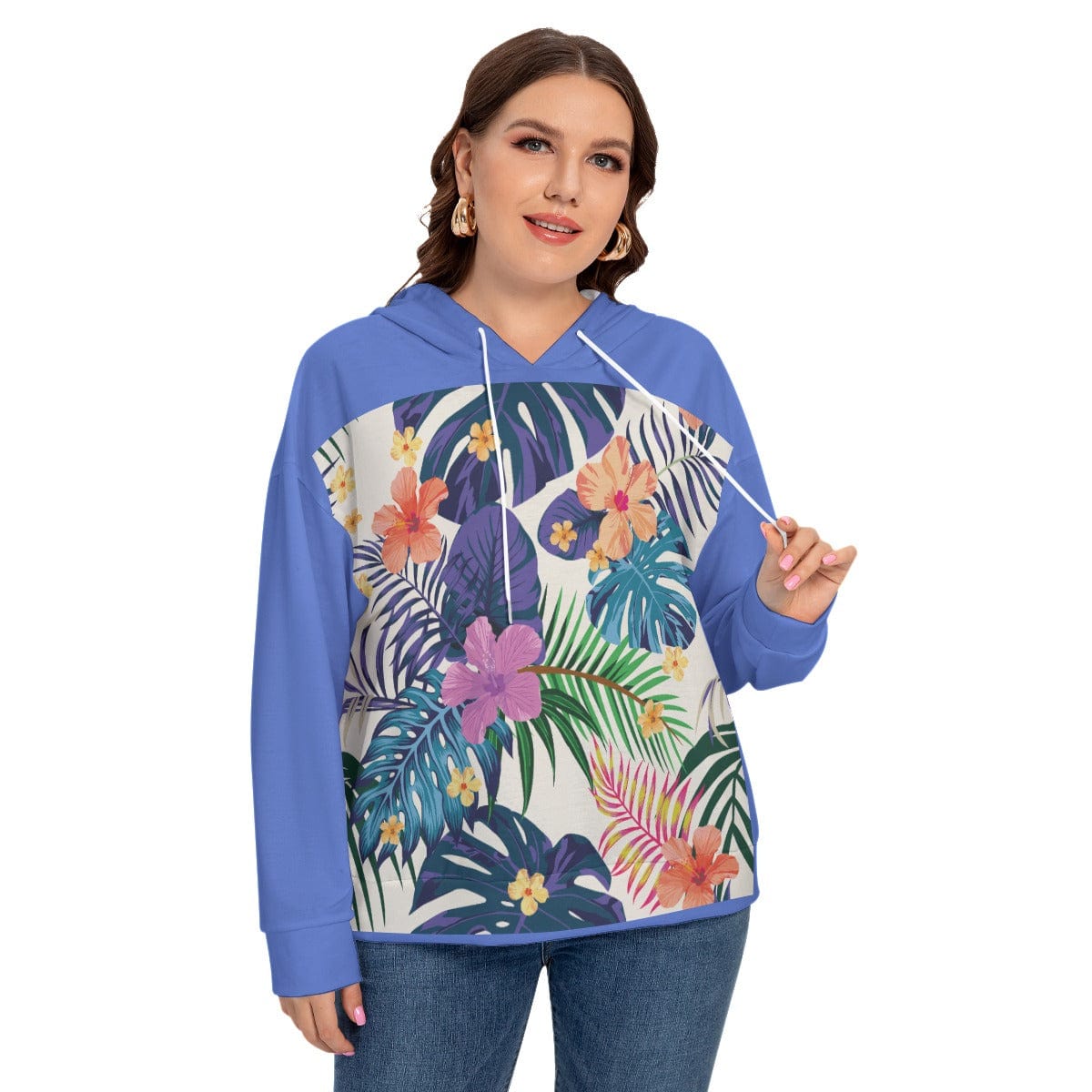 Yoycol All-Over Print Women's Long Sleeve Sweatshirt With Hood(Plus Size)