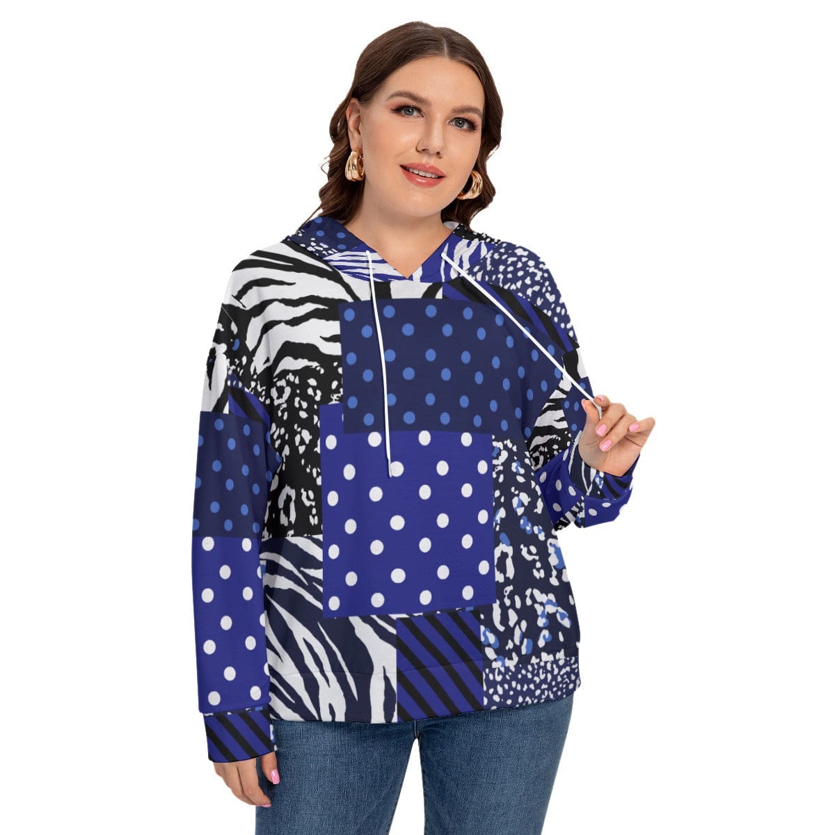 Yoycol All-Over Print Women's Long Sleeve Sweatshirt With Hood(Plus Size)