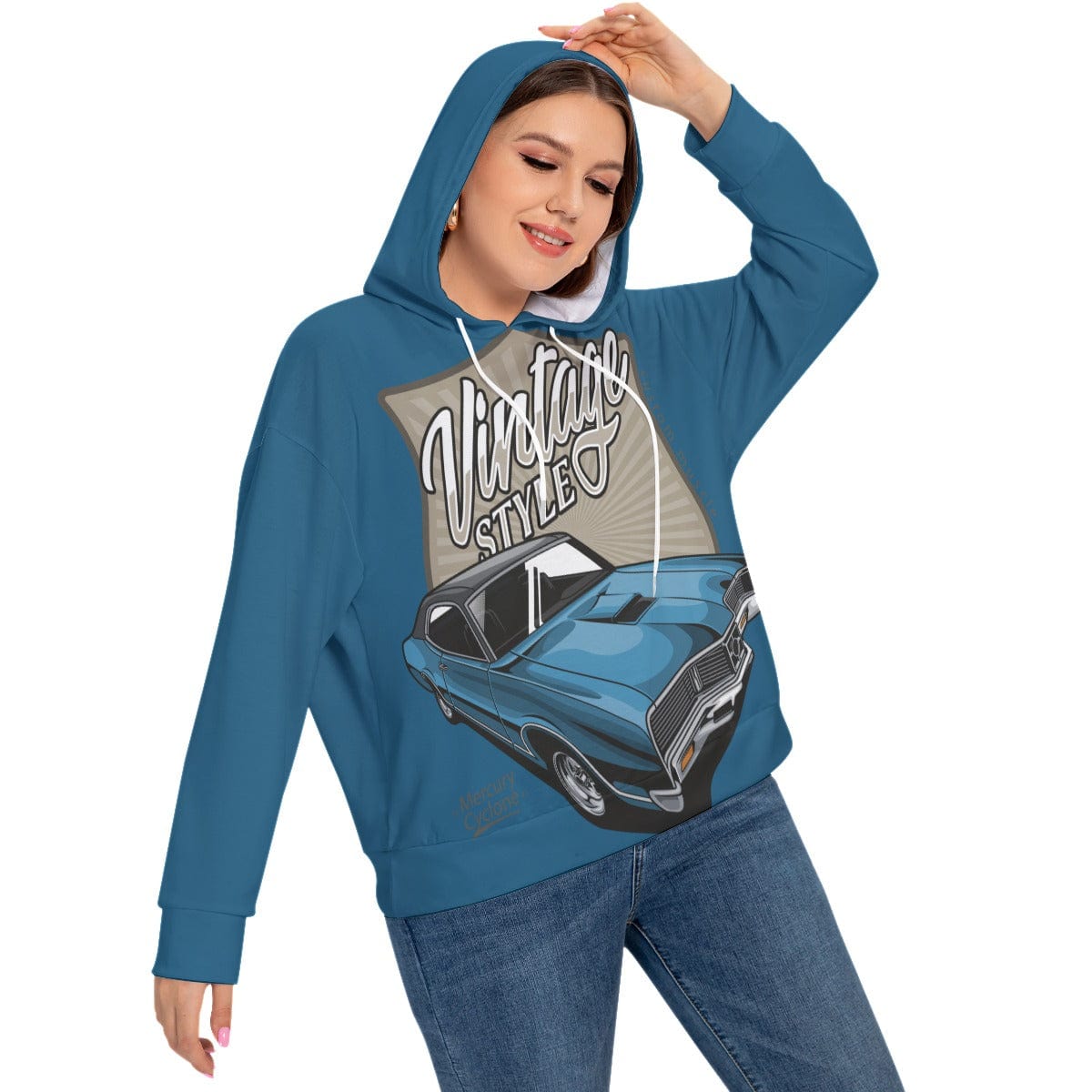 Yoycol All-Over Print Women's Long Sleeve Sweatshirt With Hood(Plus Size)