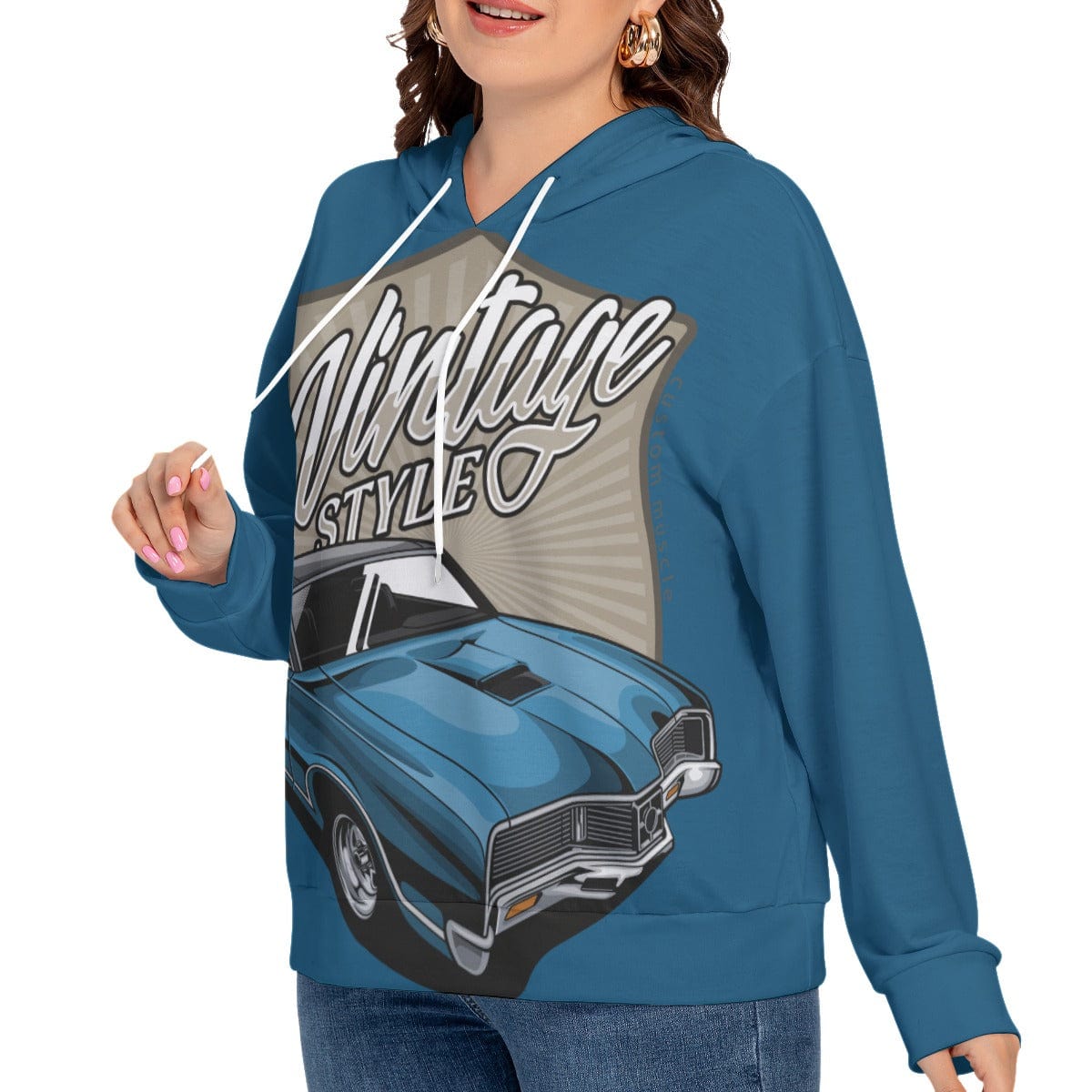 Yoycol All-Over Print Women's Long Sleeve Sweatshirt With Hood(Plus Size)