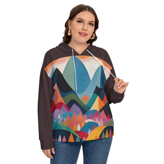 Yoycol 2XL / White All-Over Print Women's Long Sleeve Sweatshirt With Hood(Plus Size)