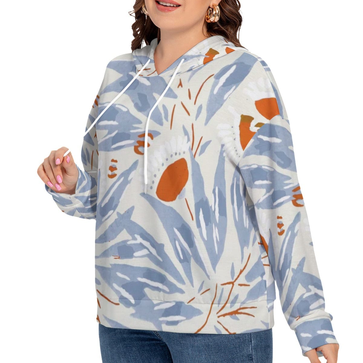 Yoycol All-Over Print Women's Long Sleeve Sweatshirt With Hood(Plus Size)