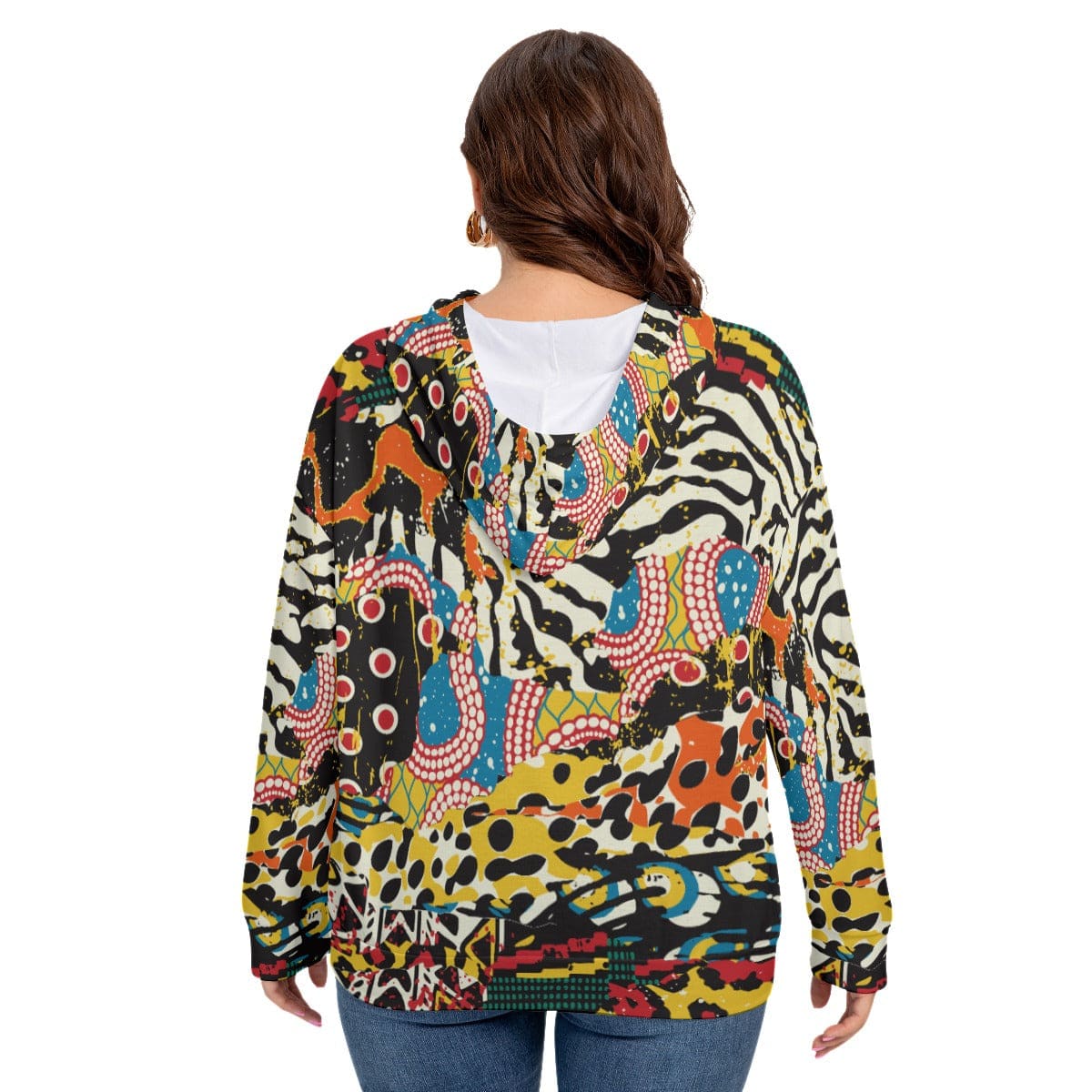Yoycol All-Over Print Women's Long Sleeve Sweatshirt With Hood(Plus Size)
