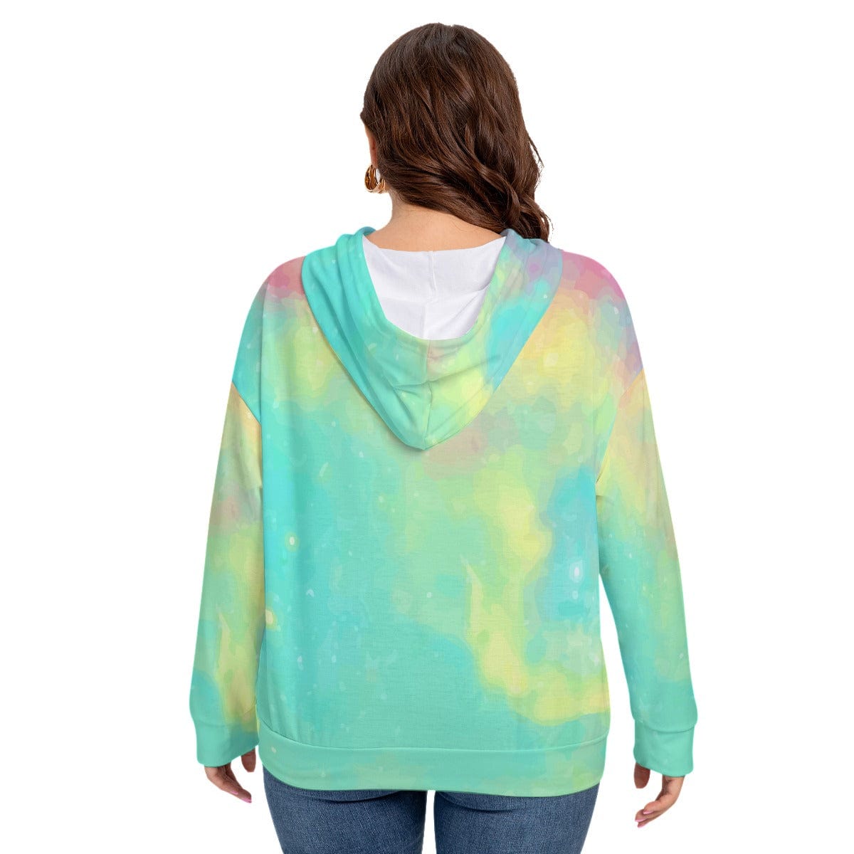 Yoycol All-Over Print Women's Long Sleeve Sweatshirt With Hood(Plus Size)