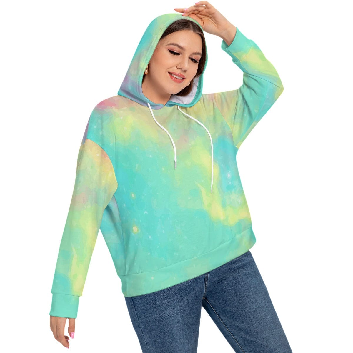 Yoycol All-Over Print Women's Long Sleeve Sweatshirt With Hood(Plus Size)