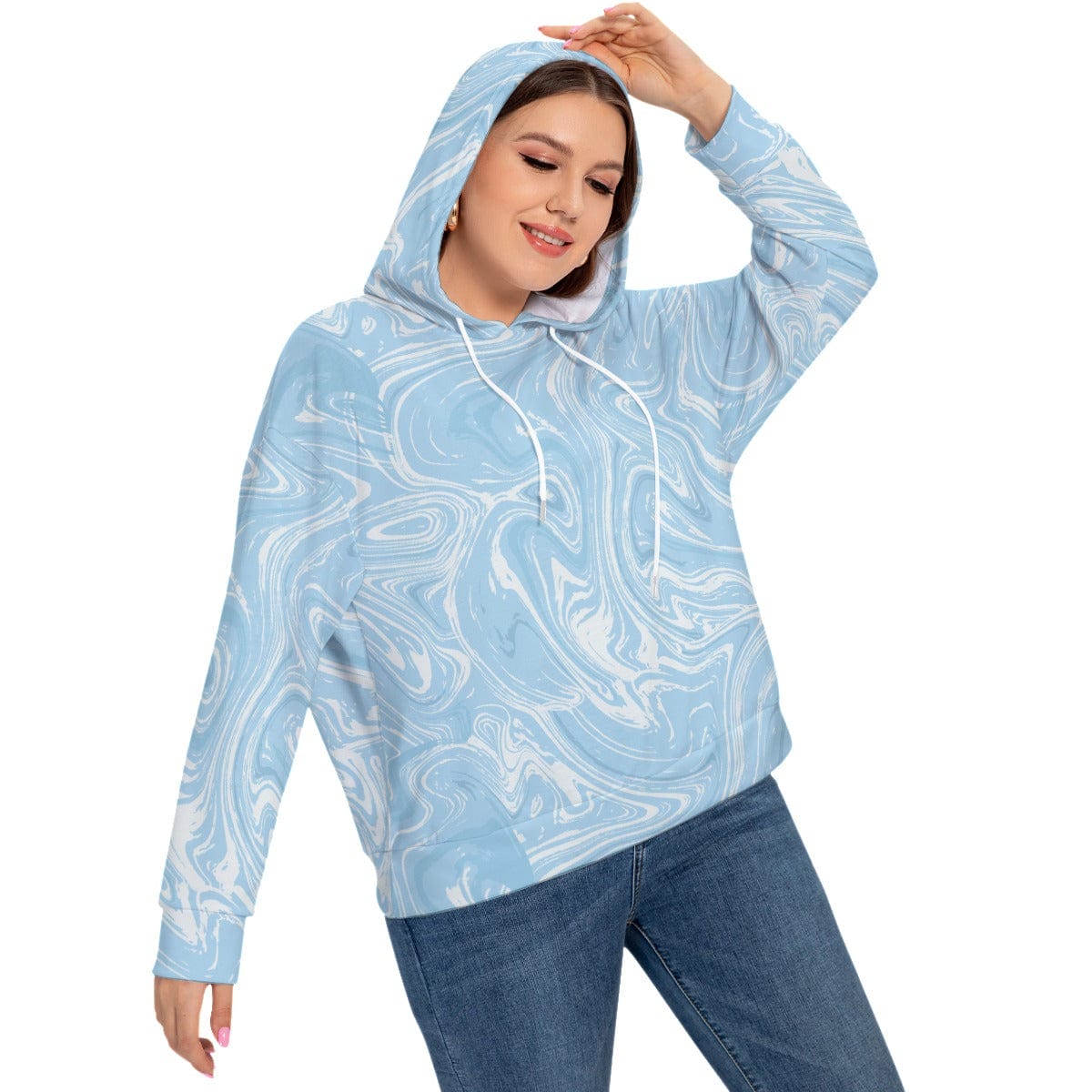 Yoycol All-Over Print Women's Long Sleeve Sweatshirt With Hood(Plus Size)