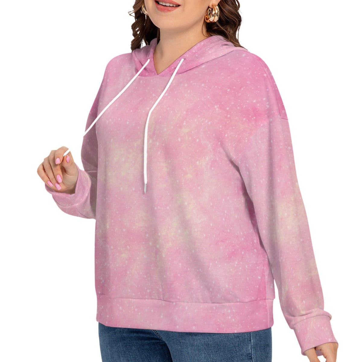 Yoycol 2XL / White All-Over Print Women's Long Sleeve Sweatshirt With Hood(Plus Size)