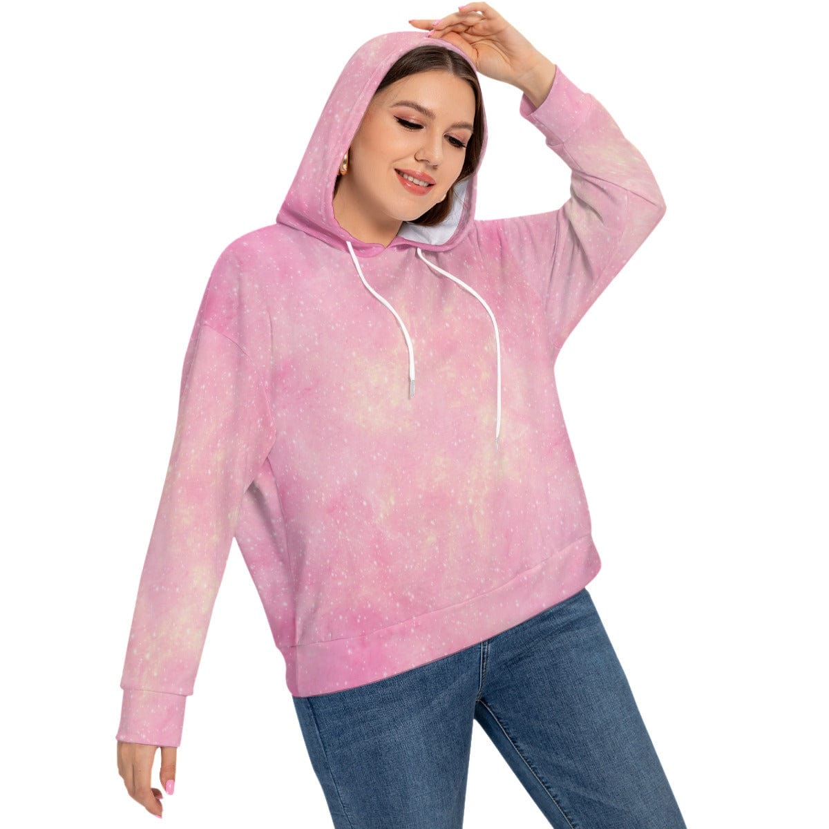 Yoycol All-Over Print Women's Long Sleeve Sweatshirt With Hood(Plus Size)