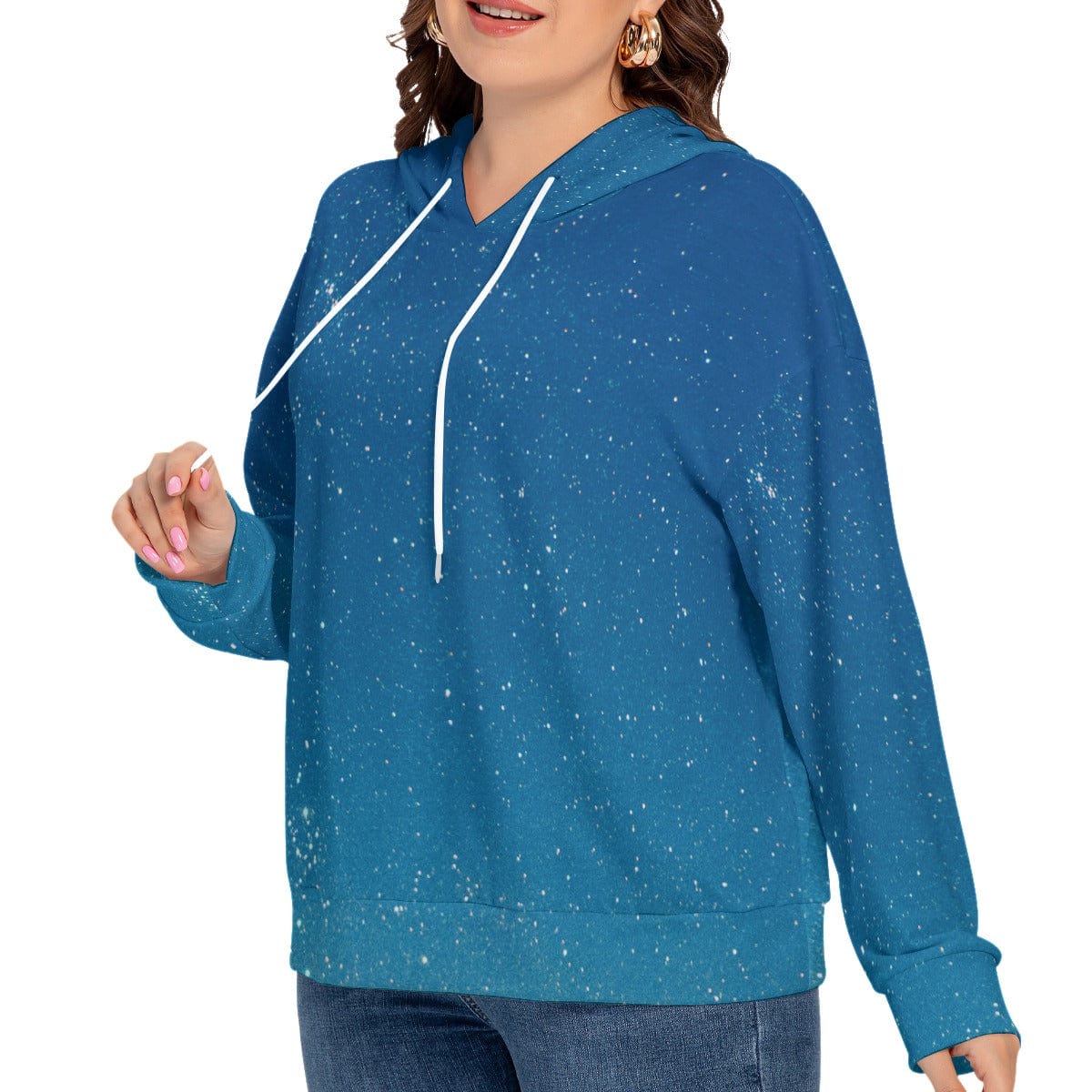 Yoycol 2XL / White All-Over Print Women's Long Sleeve Sweatshirt With Hood(Plus Size)