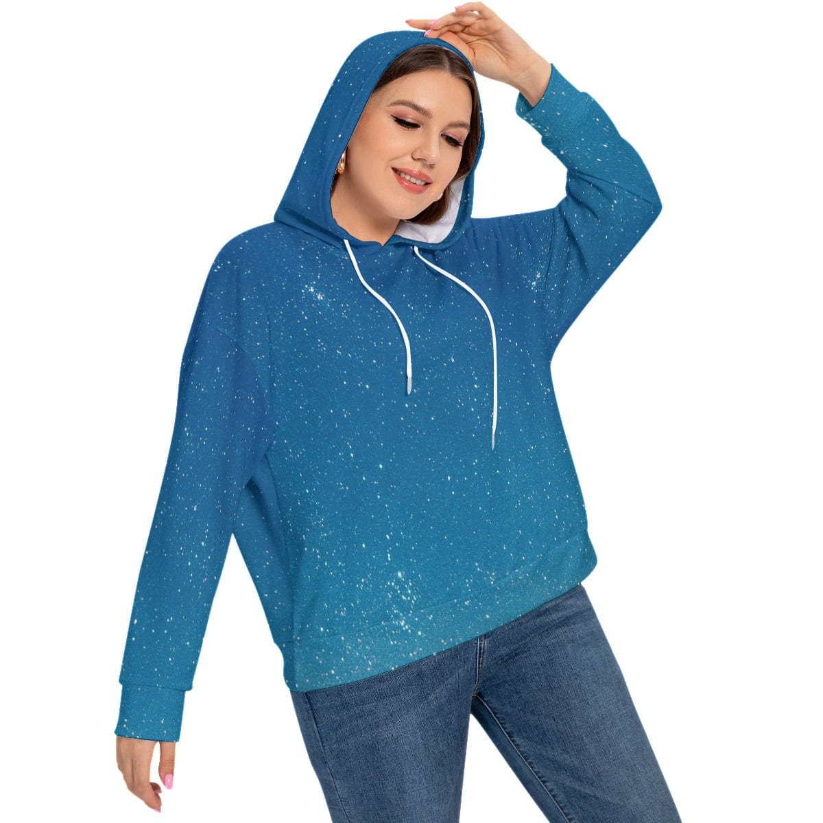 Yoycol All-Over Print Women's Long Sleeve Sweatshirt With Hood(Plus Size)